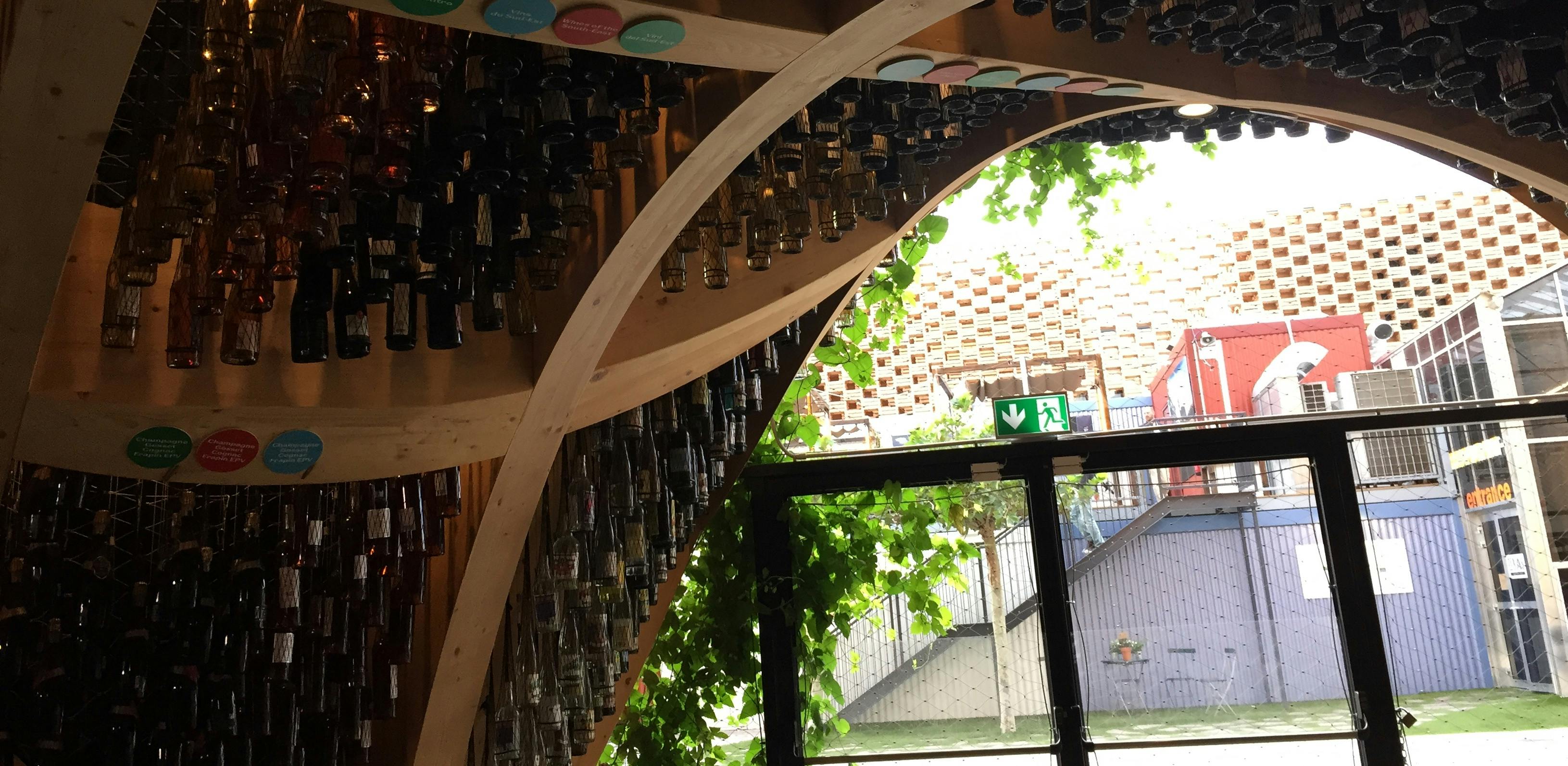 Bottles hanging from ceiling at world expo