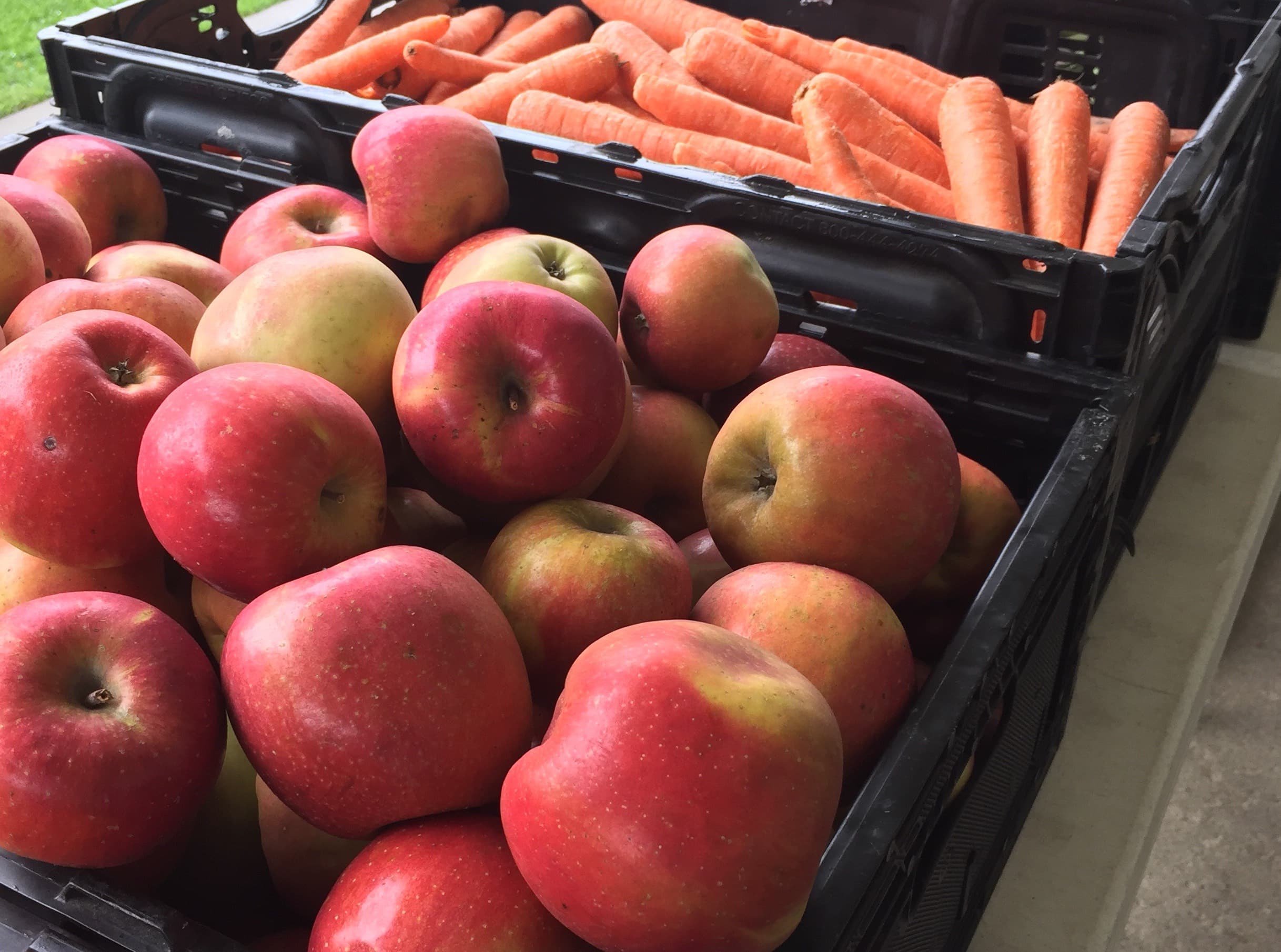 Crate of apples and carrots